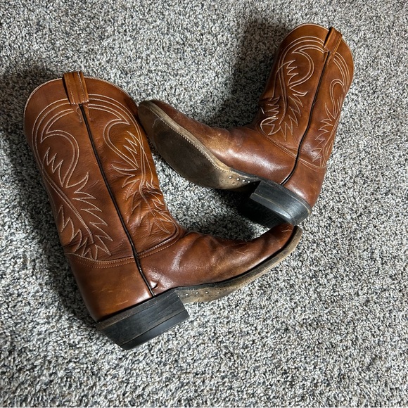 Vintage Tony Lama Cowboy Boots Men’s 10.5 Brown Rodeo Western Point Toe Leather - Picture 4 of 8